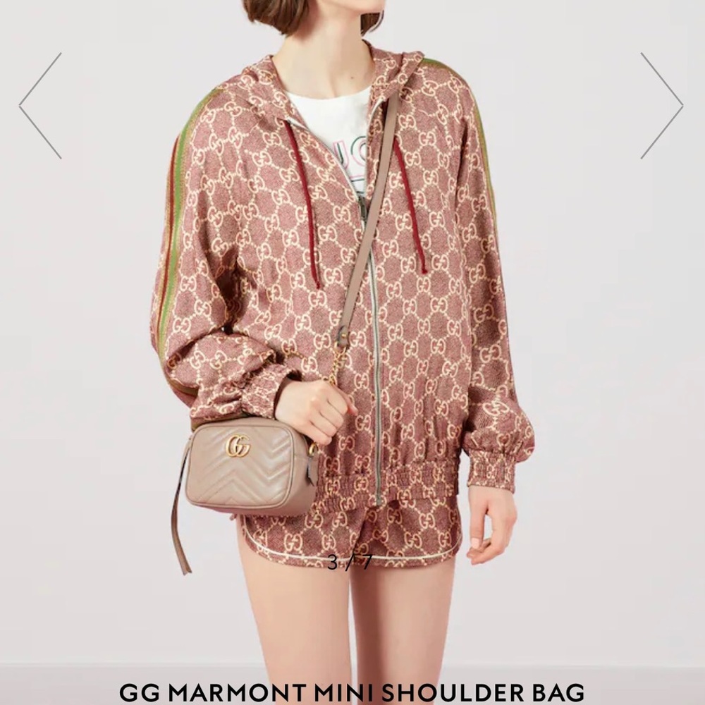 GUCCI MARMONT shoulder/crossbody bag dusty pink leather - Picture 4 of 12